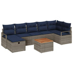 Conjunto de sofás de jardín 8 pcs Gris ratán sintético