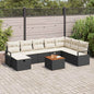 Conjunto de sofá de jardim com almofada 6 pcs Bege Polirratan