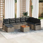 Conjunto de sofá de jardim com almofada 6 pcs Bege Polirratan