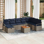 Conjunto de sofás de jardín 9 pcs Gris ratán sintético
