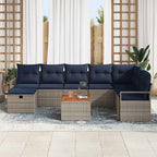 Conjunto de sofás de jardín 9 pcs Gris ratán sintético
