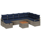 Conjunto de sofás de jardín 9 pcs Gris ratán sintético