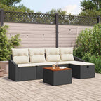 Conjunto de sofás de jardín 6 pcs Negro ratán sintético