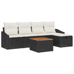 Conjunto de sofás de jardín 6 pcs Negro ratán sintético