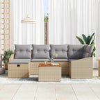 Conjunto de sofás de jardín 7 pcs Beige ratán sintético