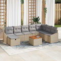 Conjunto de sofás de jardín 9 pcs Beige ratán sintético