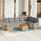 Conjunto de sofás de jardín 9 pcs Beige ratán sintético