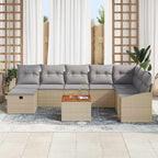 Conjunto de sofás de jardín 9 pcs Beige ratán sintético
