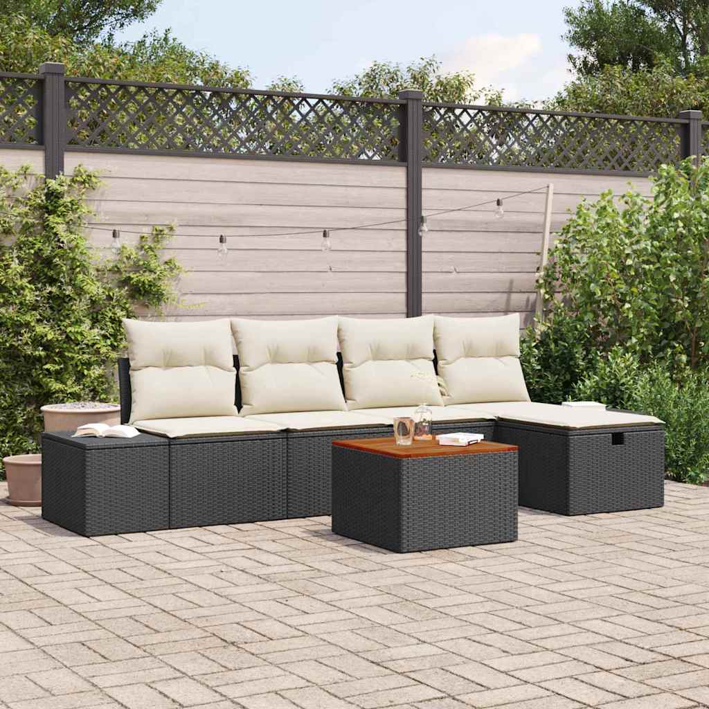Conjunto de sofás de jardim 5 pcs Bege e branco-creme