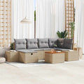 Conjunto de sofás de jardín 7 pcs Beige ratán sintético