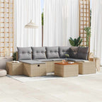 Conjunto de sofás de jardín 7 pcs Beige ratán sintético