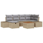 Conjunto de sofás de jardín 7 pcs Beige ratán sintético