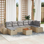 Conjunto de sofás de jardín 8 pcs Beige ratán sintético