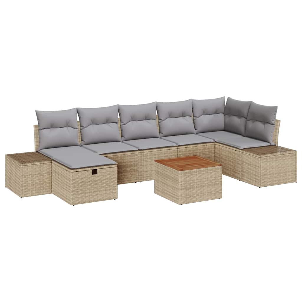 Conjunto de sofás de jardín 8 pcs Beige ratán sintético