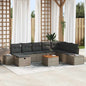 Conjunto de sofás de jardín 9 pcs Beige ratán sintético