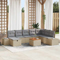 Conjunto de sofás de jardín 9 pcs Beige ratán sintético