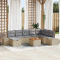 Conjunto de sofás de jardín 9 pcs Beige ratán sintético