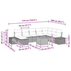 Conjunto de sofás de jardín 9 pcs Beige ratán sintético