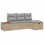 Conjunto de sofá de jardín con cojín 4 pcs Beige Poliratán