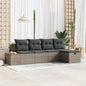 Conjunto de sofás de jardim 5 peças Bege vime sintético