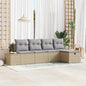 Conjunto de sofás de jardim 5 peças Bege vime sintético