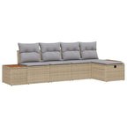 Conjunto de sofás de jardín 5 pcs Beige ratán sintético