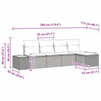 Conjunto de sofás de jardín 5 pcs Beige ratán sintético