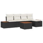 Conjunto de sofás de jardín 6 pcs Negro ratán sintético