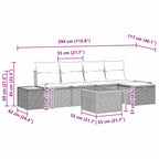 Conjunto de sofás de jardín 6 pcs Negro ratán sintético