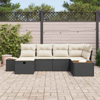 Conjunto de sofás de jardín 6 pcs Negro ratán sintético