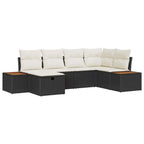 Conjunto de sofás de jardín 6 pcs Negro ratán sintético
