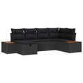 Conjunto de sofás de jardín 6 pcs Negro ratán sintético