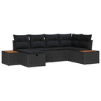 Conjunto de sofás de jardín 6 pcs Negro ratán sintético