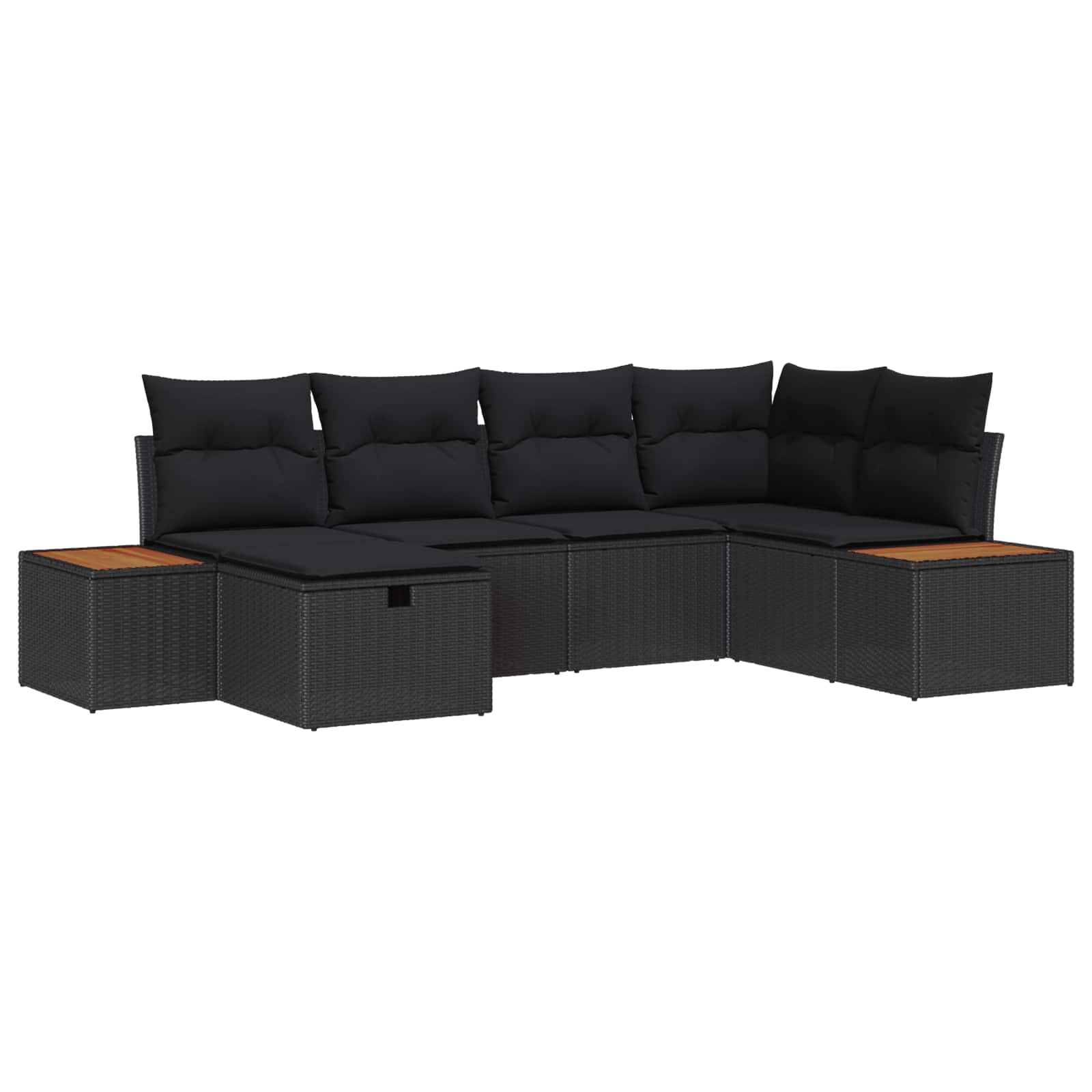Conjunto de sofás de jardín 6 pcs Negro ratán sintético