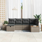 Conjunto de sofás de jardín 6 pcs Gris ratán sintético