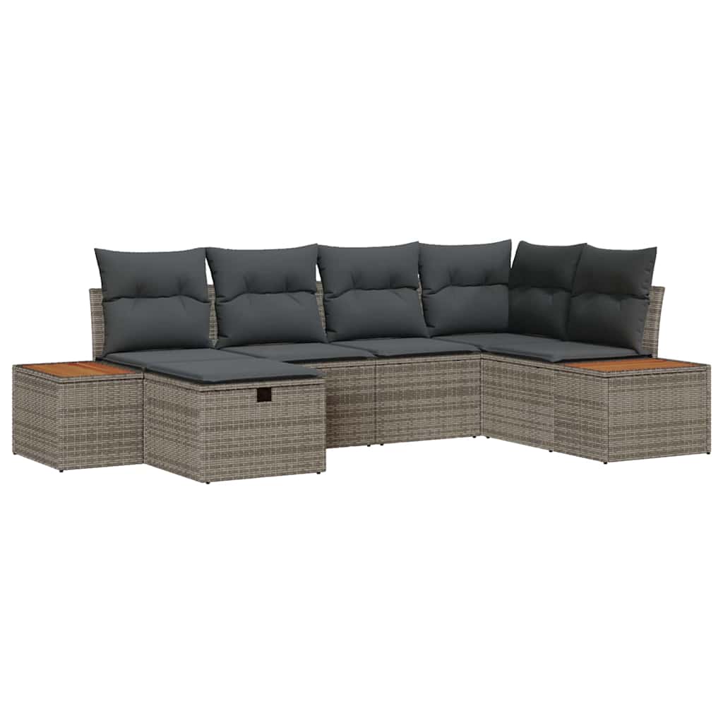 Conjunto de sofás de jardín 6 pcs Gris ratán sintético