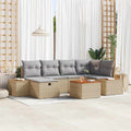 Conjunto de sofás de jardín 7 pcs Beige ratán sintético
