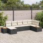 Conjunto de sofá de jardim 6 peças Bege vime sintético