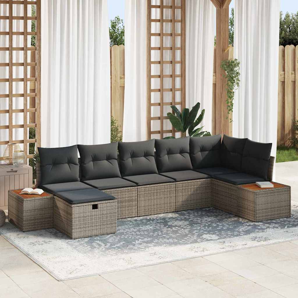 6-piece outdoor sofa set Beige synthetic rattan