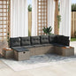 Conjunto de sofá de jardim 6 peças Bege vime sintético