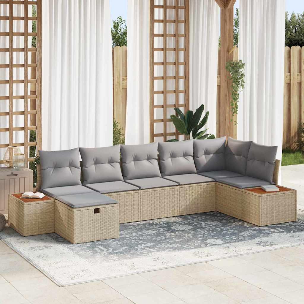 6-piece outdoor sofa set Beige synthetic rattan