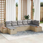 Conjunto de sofá de jardim 6 peças Bege vime sintético