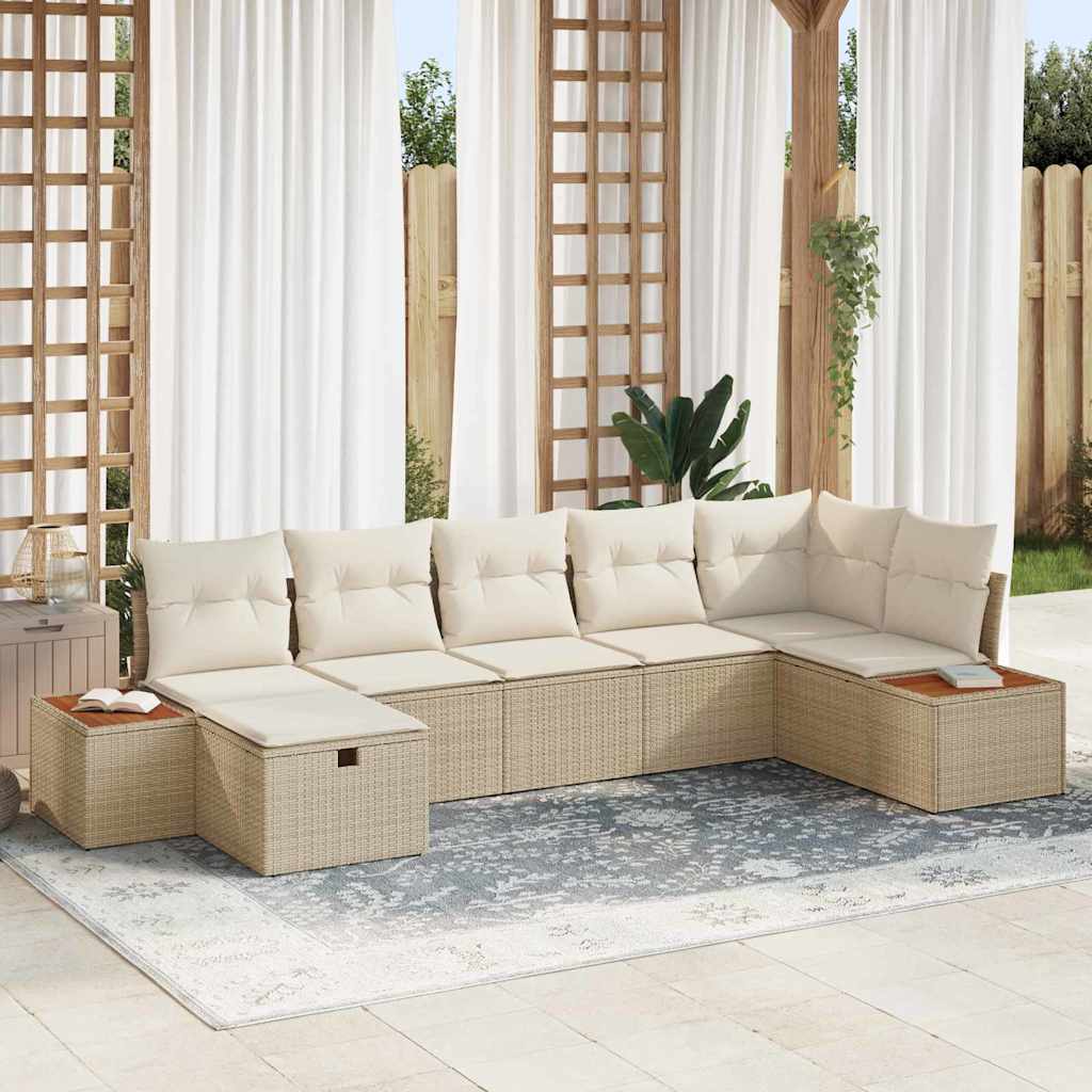 6-piece outdoor sofa set Beige synthetic rattan