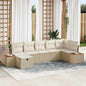 Conjunto de sofá de jardim 6 peças Bege vime sintético