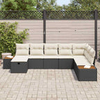 Conjunto de sofás de jardín 8 pcs Negro ratán sintético