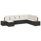 Conjunto de sofás de jardín 8 pcs Negro ratán sintético