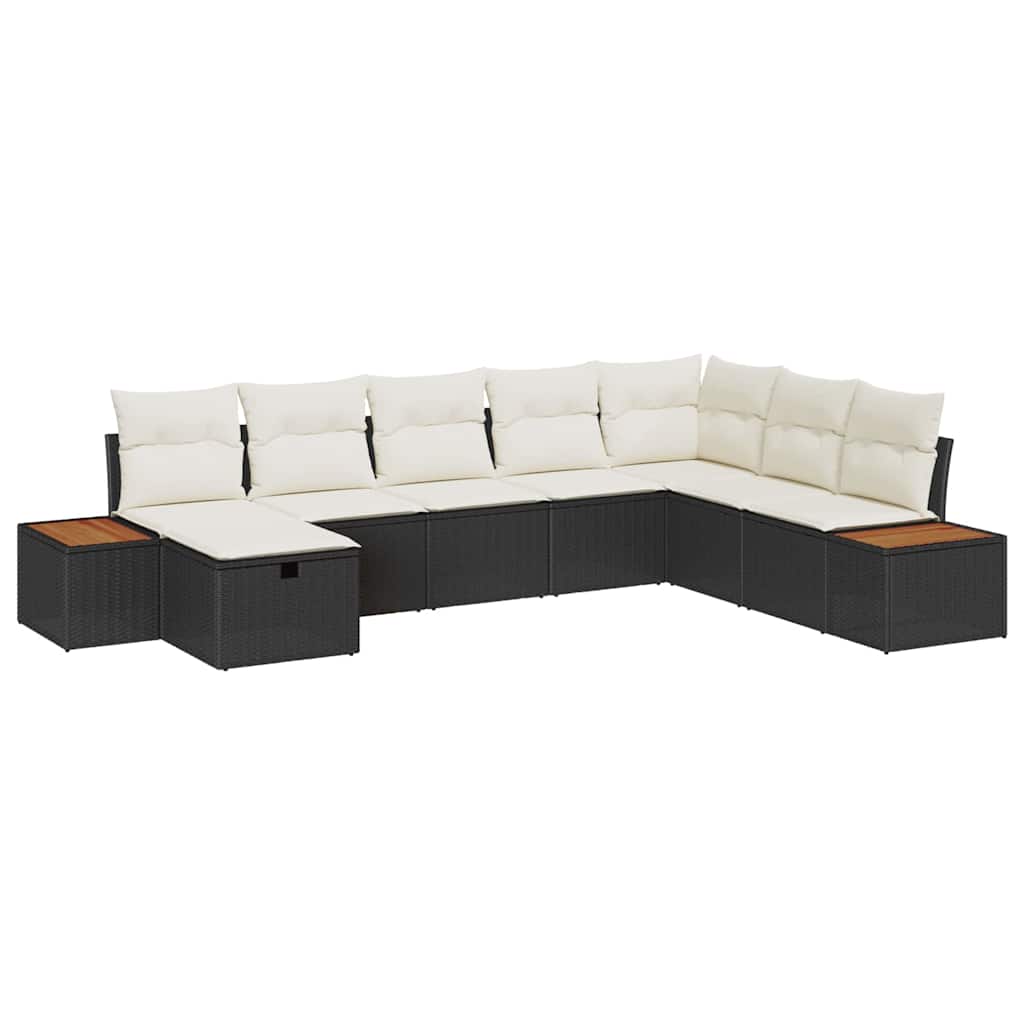 Conjunto de sofás de jardín 8 pcs Negro ratán sintético