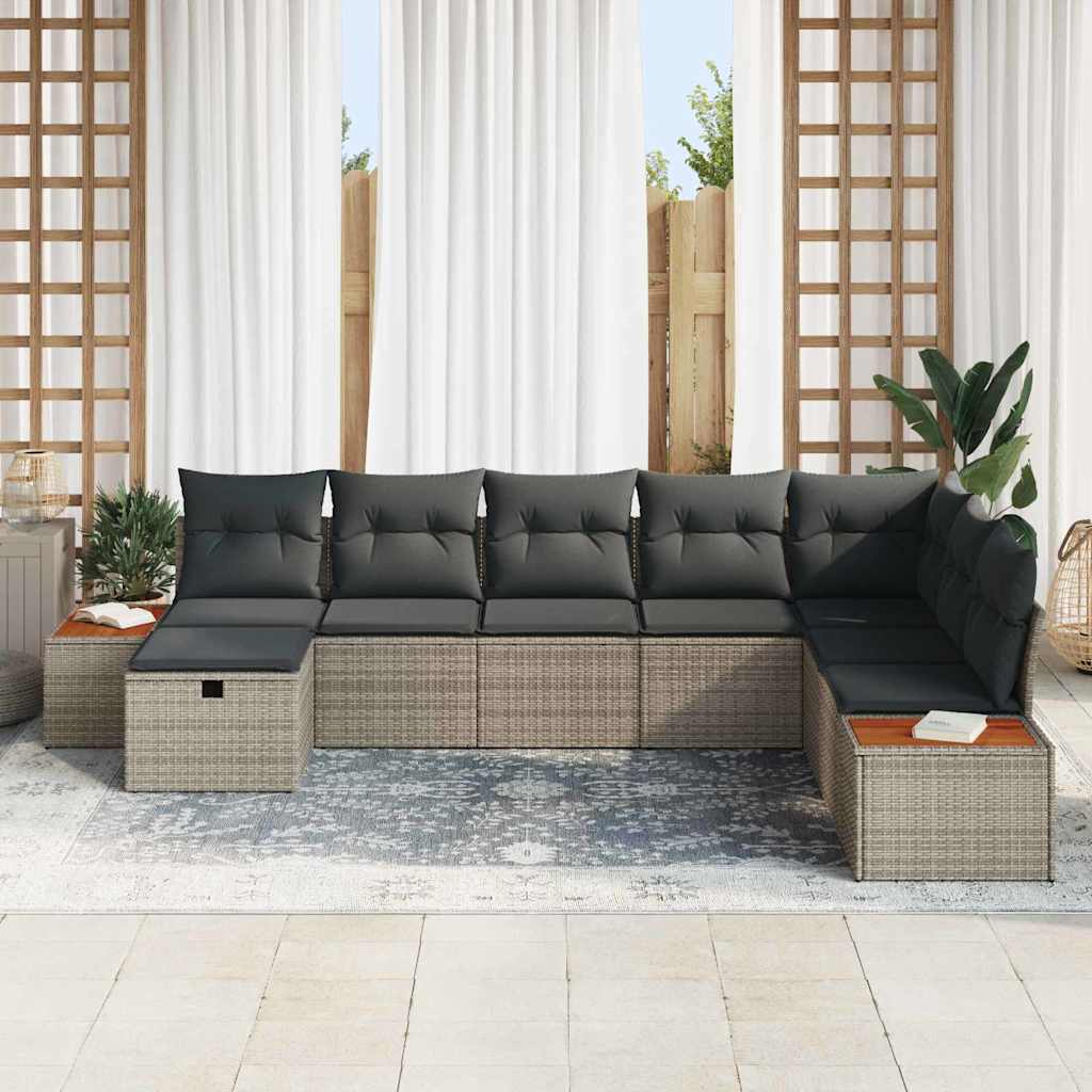 Conjunto de sofás de jardín 9 pcs Gris ratán sintético