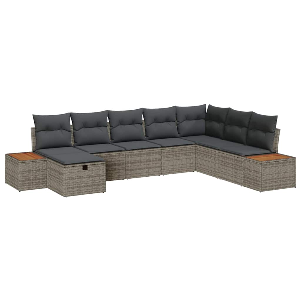 Conjunto de sofás de jardín 9 pcs Gris ratán sintético
