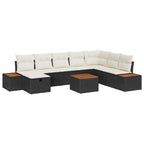 Conjunto de sofás de jardín 9 pcs Negro ratán sintético